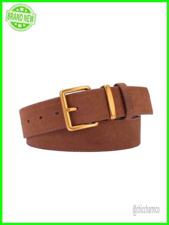 Wide Suede Leather Belt with Gold Buckle for Dresses and Jeans main image 6
